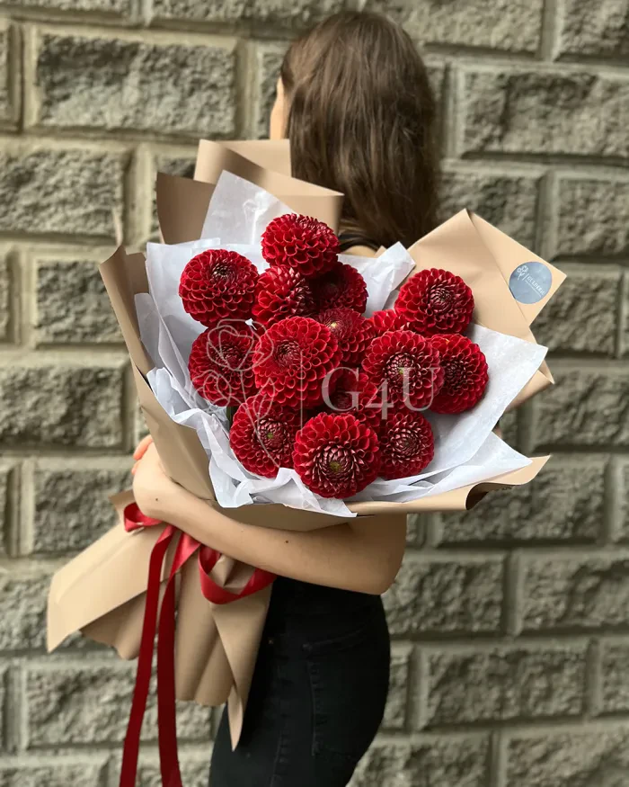 Заказать Моно букет из георгинов "Гаухар" в Алматы