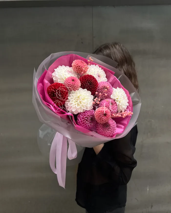 Заказать Моно букет из георгинов "Санса" в Алматы