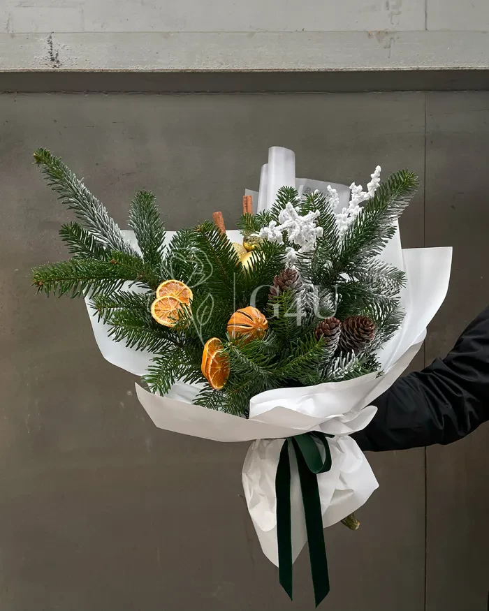 Заказать Новогодний букет "Хрустальный рассвет" в Алматы