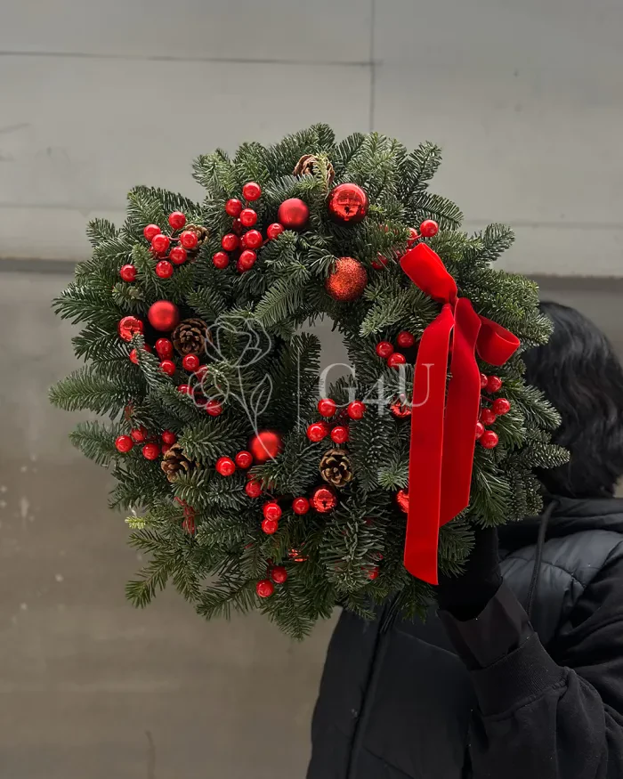 Заказать Новогодняя композиция "Яркий Красный Шарм" в Алматы